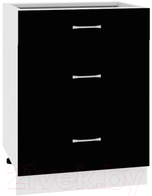 Шкаф-стол кухонный Кортекс-мебель Корнелия Мара НШ60р3ш без столешницы (черный)
