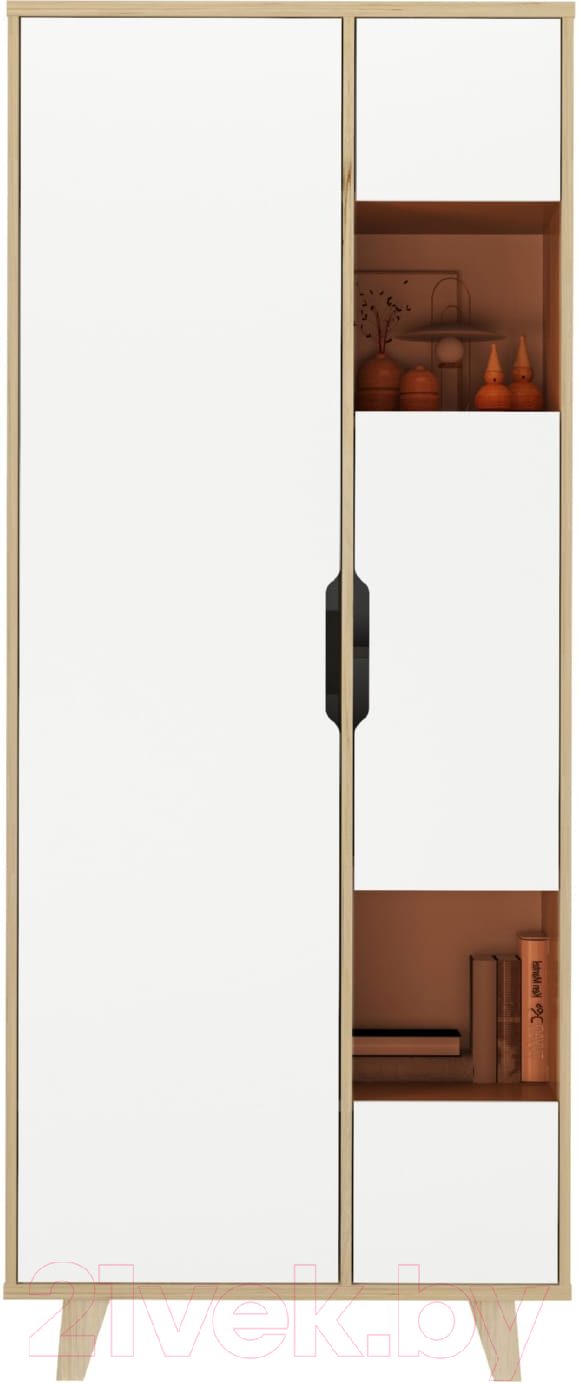 Шкаф Аквилон Лакки №2 со стеклом (дуб ирландский/молочный матовый)