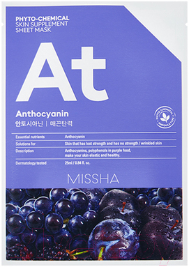 

Маска для лица тканевая Missha, Phyto-Chemical Skin Supplement Sheet Mask Anthocyanin Lifting