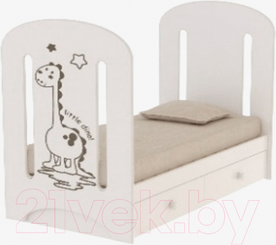 Детская кроватка VDK Dino с маятником и ящиком (белый)