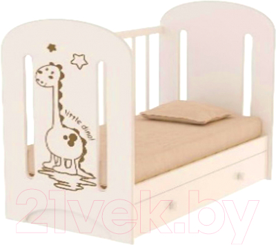 Детская кроватка VDK Dino маятник и ящик (слоновая кость)