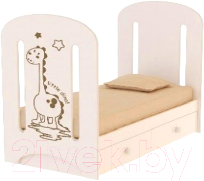Детская кроватка VDK Dino маятник и ящик (слоновая кость)