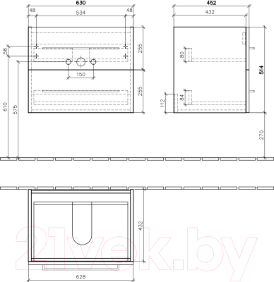 Тумба под умывальник Villeroy & Boch Avento A890-00-B3