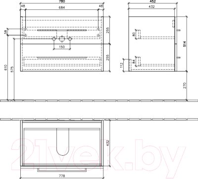 Тумба под умывальник Villeroy & Boch Avento A891-00-B3