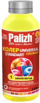Колеровочная паста Palizh Standart №01 универсальная (140г, лимонно-желтый)