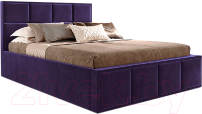 Двуспальная кровать Мебельград Октавия Стандарт с ПМ 160x200 (мора фиолетовый)