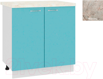 Шкаф-стол кухонный Кортекс-мебель Корнелия Мара НШ80р (голубой/марсель)