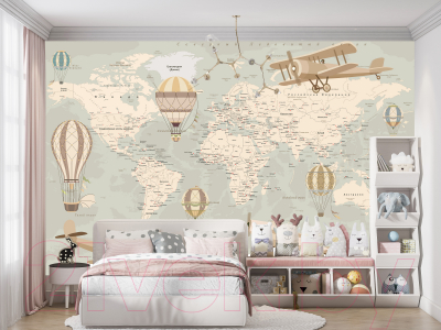 Изображение товара Фотообои листовые Citydecor Карта мира на русском с защитным покрытием (400x254)