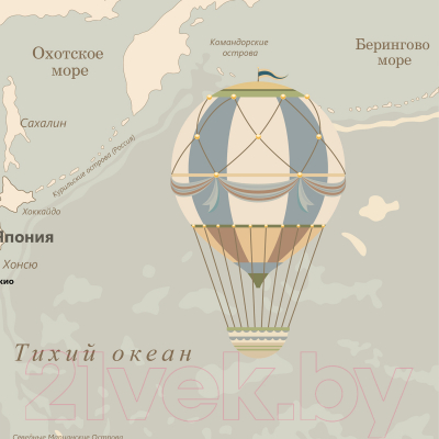 Изображение товара Фотообои листовые Citydecor Карта мира на русском с защитным покрытием (400x254)