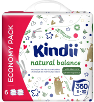 Влажные салфетки детские Kindii Natural Balance (6x60шт) - 