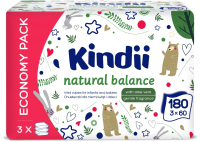 Влажные салфетки детские Kindii Natural Balance (3x60шт) - 
