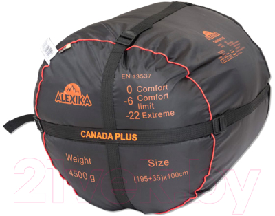 Спальный мешок Alexika Canada Plus левый / 9266.01072 (оливковый)