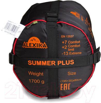 Спальный мешок Alexika Summer Plus правый / 9258.01071 (оливковый)