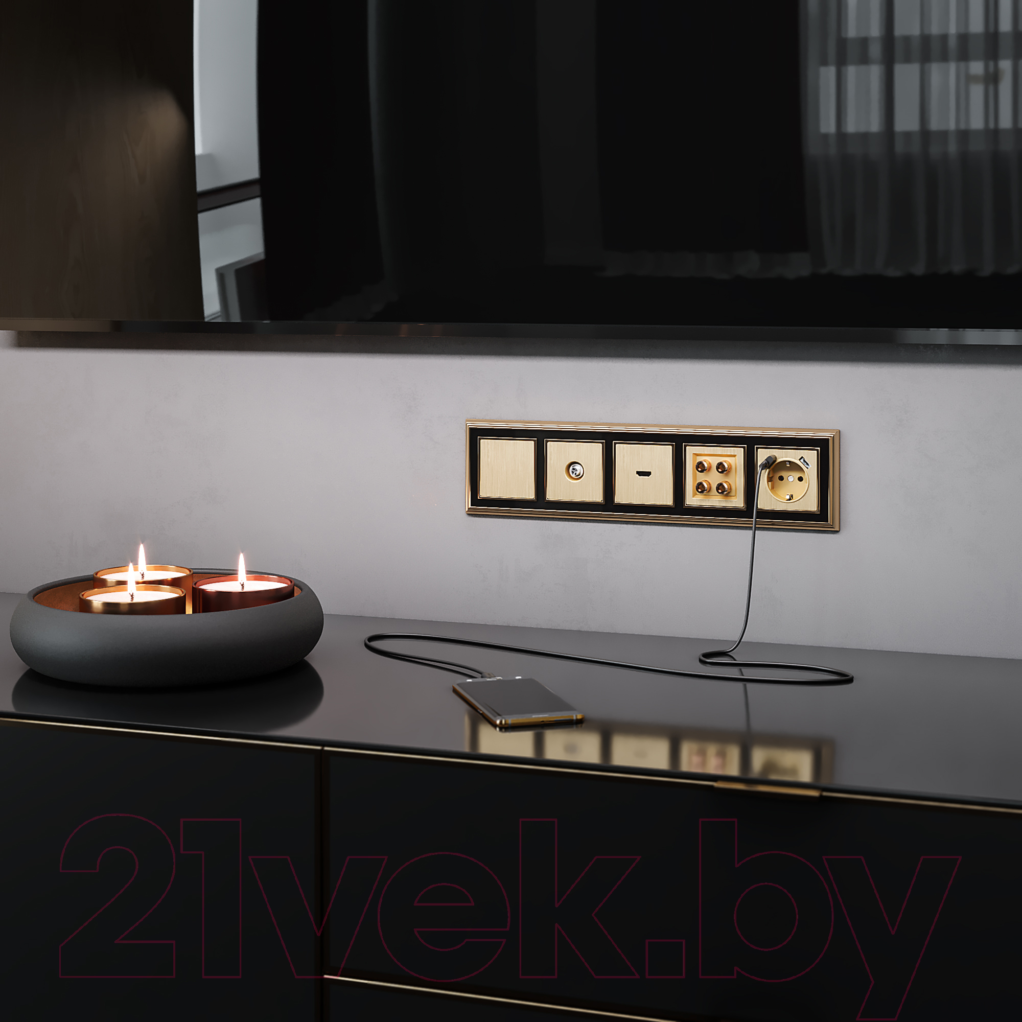 Декоративная заглушка для розетки Werkel W1159210 / a051417 (шампань рифленый) — фото 2