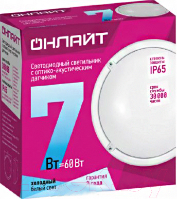 

Светильник ЖКХ Онлайт, OBL-R1-7-6.5K-WH-IP65-LED / 61193