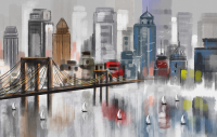 

Фотообои листовые Citydecor, Мегаполис акварель с защитным покрытием