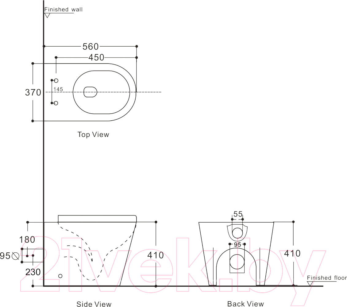 Унитаз приставной с инсталляцией Aquanet Atago 2.0 F 243548 + AM101/1120