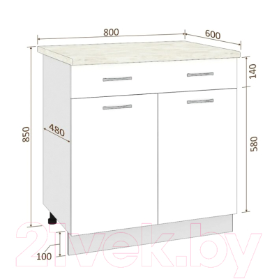 Шкаф-стол кухонный Кортекс-мебель Корнелия Мара НШ80р1ш (серый/мадрид)