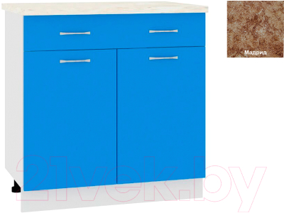 Шкаф-стол кухонный Кортекс-мебель Корнелия Мара НШ80р1ш (синий/мадрид)