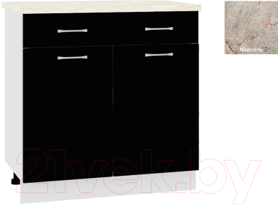 Шкаф-стол кухонный Кортекс-мебель Корнелия Мара НШ80р1ш (черный/марсель)