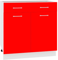 Шкаф-стол кухонный Кортекс-мебель Корнелия Мара НШ80р1ш без столешницы (красный) - 