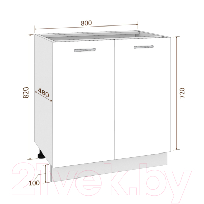 Шкаф-стол кухонный Кортекс-мебель Корнелия Мара НШ80р без столешницы (белый)