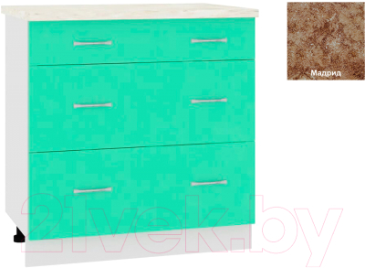 Шкаф-стол кухонный Кортекс-мебель Корнелия Мара НШ80р3ш (салатовый/мадрид)