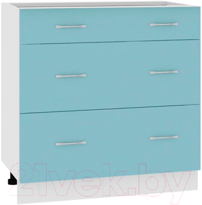 Шкаф-стол кухонный Кортекс-мебель Корнелия Мара НШ80р3ш без столешницы (голубой)