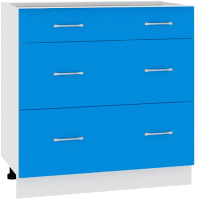 Шкаф-стол кухонный Кортекс-мебель Корнелия Мара НШ80р3ш без столешницы (синий) - 