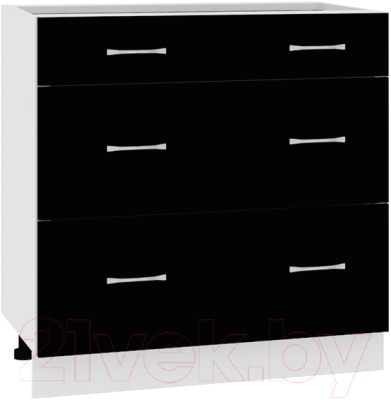 Шкаф-стол кухонный Кортекс-мебель Корнелия Мара НШ80р3ш без столешницы (черный)