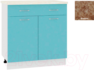 Шкаф-стол кухонный Кортекс-мебель Корнелия Мара НШ80р1ш (голубой/мадрид)