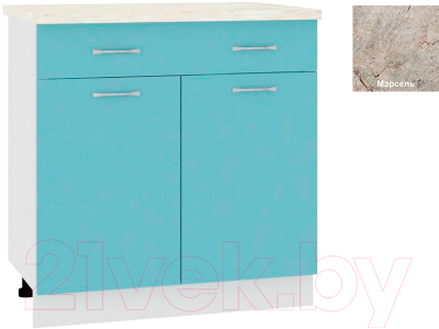 Шкаф-стол кухонный Кортекс-мебель Корнелия Мара НШ80р1ш (голубой/марсель)