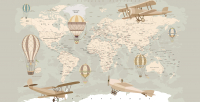 

Фотообои листовые Citydecor, Карта мира на русском с защитным покрытием