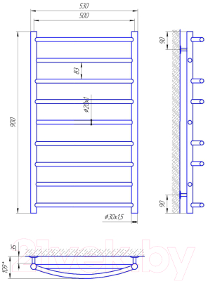 Полотенцесушитель электрический Laris Микс П9 500x900 (левый)