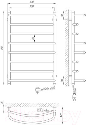 Полотенцесушитель электрический Laris Евромикс П8 500x800 (правый)