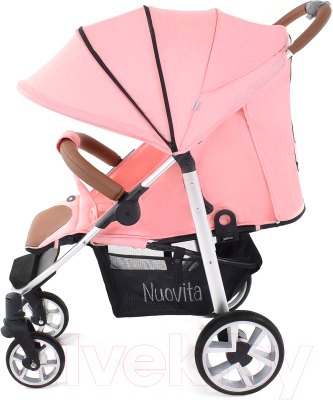 Детская прогулочная коляска Nuovita Corso (персиковый/серебристая рама)