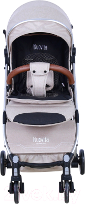 Детская прогулочная коляска Nuovita Giro Lux (бежевый/серебристая рама)