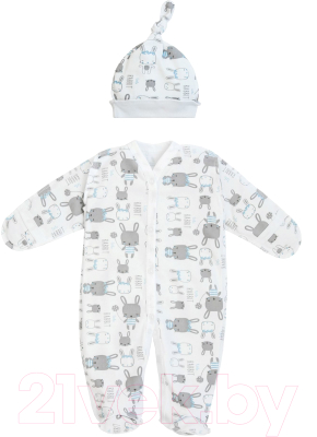 

Комплект одежды для новорожденных Amarobaby, Soft Hugs Слип Зайчики с шапочкой