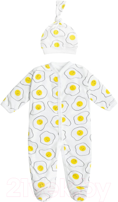

Комплект одежды для новорожденных Amarobaby, Soft Hugs Слип Яичница с шапочкой