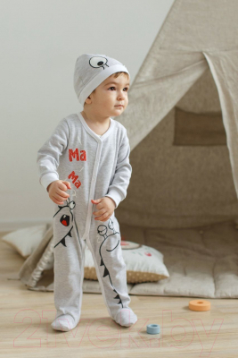 Комплект одежды для малышей Amarobaby Monsters / AMARO-ODM301-S0-56 (серый, р. 56)
