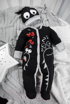 Комплект одежды для малышей Amarobaby Monsters / AMARO-ODM301-Bl0-56 (черный, р. 56)