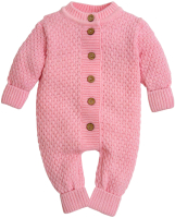 Комбинезон для младенцев Amarobaby Pure Love Wool / AB-OD20-PLW5/20-56 (розовый, р. 56) - 