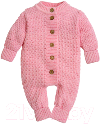 Комбинезон для малышей Amarobaby Pure Love Wool / AB-OD20-PLW5/20-56 (розовый, р. 56)