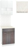 Комплект кухонных модулей Кортекс-мебель Корнелия Экстра 60р1ш2д (белый/береза/королевский опал) - 