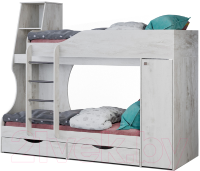 Двухъярусная кровать Мебель-КМК Атланта 5 0741.24 (бетон пайн светлый)