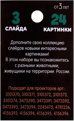Изображение товара Развивающий игровой набор Zabiaka Животные России. Слайды для проектора / 5122620