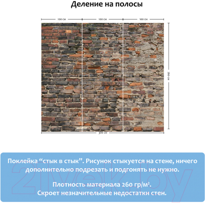 Фотообои листовые Citydecor Кирпичи 3D (300x260)