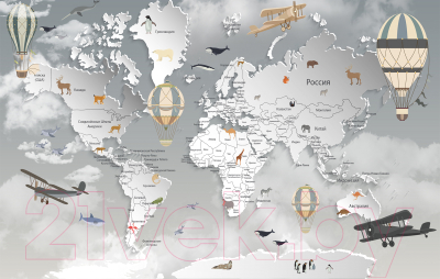 Фотообои листовые Citydecor Карта мира на русском 7 (400x260)