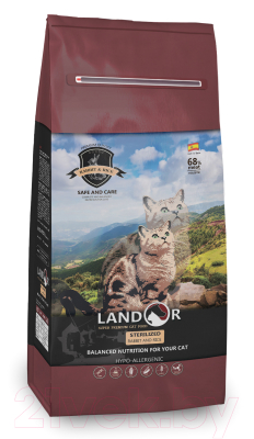 Сухой корм для кошек Landor С избыточным весом и стерил. кошек с кроликом с рисом / 7843107 (400г)