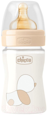 

Бутылочка для кормления Chicco, Белый;бежевый, Original Touch Glass Uni с латексной соской / 00027710300000